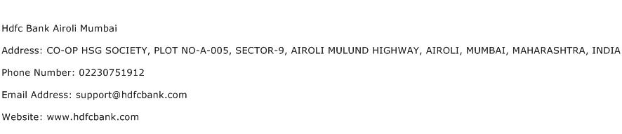 Hdfc Bank Airoli Mumbai Address Contact Number