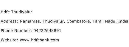 Hdfc Thudiyalur Address Contact Number