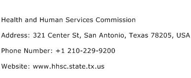 Health and Human Services Commission Address Contact Number