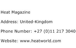 Heat Magazine Address Contact Number