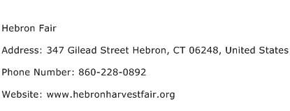 Hebron Fair Address Contact Number