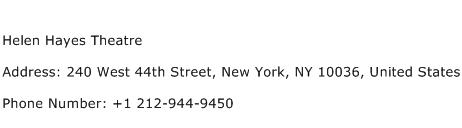 Helen Hayes Theatre Address Contact Number