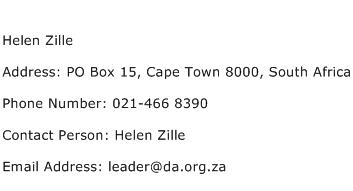 Helen Zille Address Contact Number