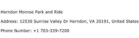 Herndon Monroe Park and Ride Address Contact Number