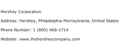 Hershey Corporation Address Contact Number