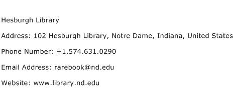 Hesburgh Library Address Contact Number