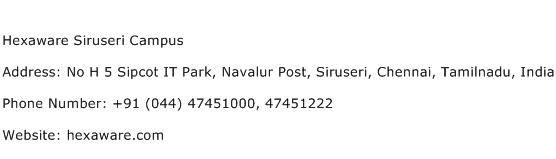 Hexaware Siruseri Campus Address Contact Number