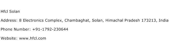 Hfcl Solan Address Contact Number