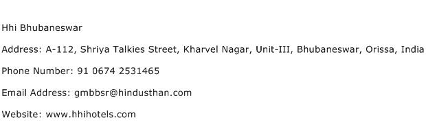 Hhi Bhubaneswar Address Contact Number