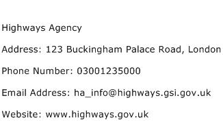 Highways Agency Address Contact Number