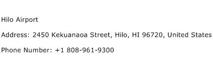 Hilo Airport Address Contact Number
