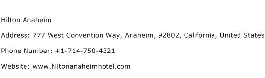 Hilton Anaheim Address Contact Number