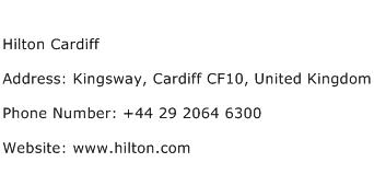 Hilton Cardiff Address Contact Number