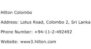 Hilton Colombo Address Contact Number
