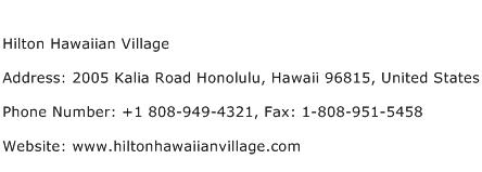 Hilton Hawaiian Village Address Contact Number