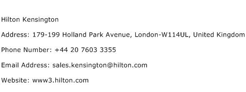 Hilton Kensington Address Contact Number