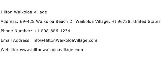 Hilton Waikoloa Village Address Contact Number