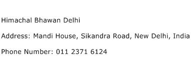 Himachal Bhawan Delhi Address Contact Number