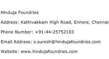 Hinduja Foundries Address Contact Number