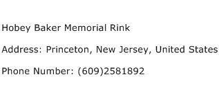 Hobey Baker Memorial Rink Address Contact Number