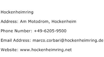 Hockenheimring Address Contact Number