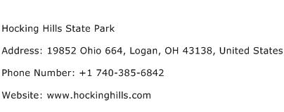 Hocking Hills State Park Address Contact Number