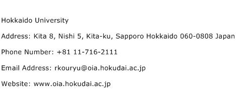 Hokkaido University Address Contact Number