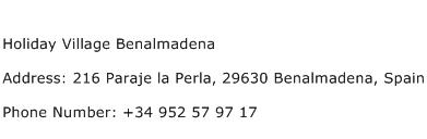 Holiday Village Benalmadena Address Contact Number