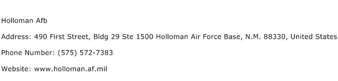 Holloman Afb Address Contact Number