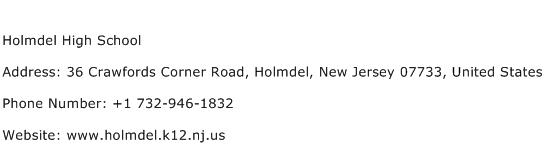 Holmdel High School Address Contact Number