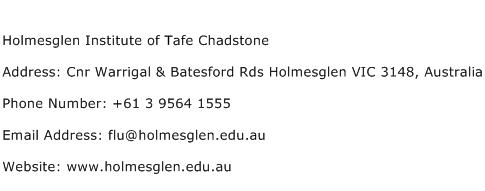 Holmesglen Institute of Tafe Chadstone Address Contact Number