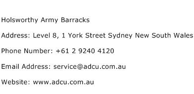 Holsworthy Army Barracks Address Contact Number