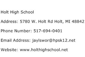 Holt High School Address Contact Number