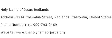 Holy Name of Jesus Redlands Address Contact Number