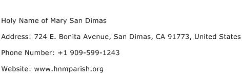 Holy Name of Mary San Dimas Address Contact Number