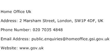Home Office Uk Address Contact Number