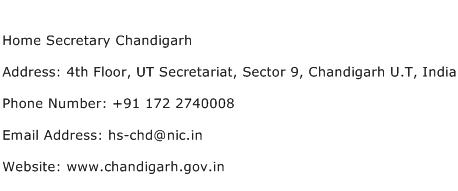 Home Secretary Chandigarh Address Contact Number