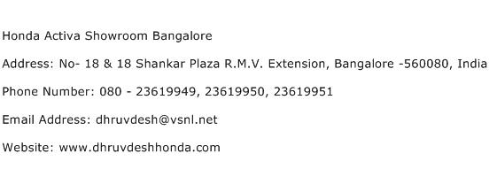 Honda Activa Showroom Bangalore Address Contact Number