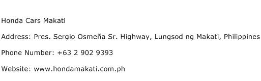 Honda Cars Makati Address Contact Number