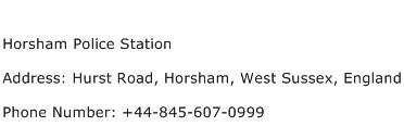 Horsham Police Station Address Contact Number