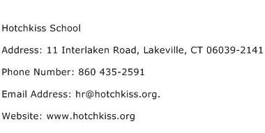 Hotchkiss School Address Contact Number