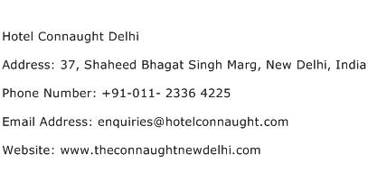 Hotel Connaught Delhi Address Contact Number