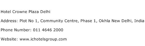 Hotel Crowne Plaza Delhi Address Contact Number