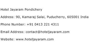 Hotel Jayaram Pondichery Address Contact Number