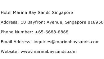 Hotel Marina Bay Sands Singapore Address Contact Number
