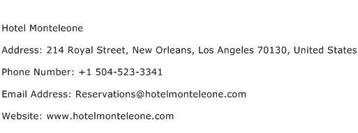 Hotel Monteleone Address Contact Number