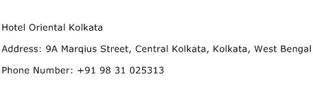 Hotel Oriental Kolkata Address Contact Number
