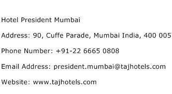 Hotel President Mumbai Address Contact Number