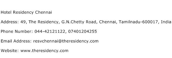 Hotel Residency Chennai Address Contact Number