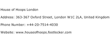 House of Hoops London Address Contact Number